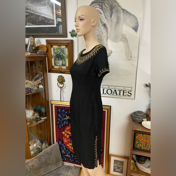 Black Handmade Dress with Metallic Embroidered Details - Picture 1 of 12